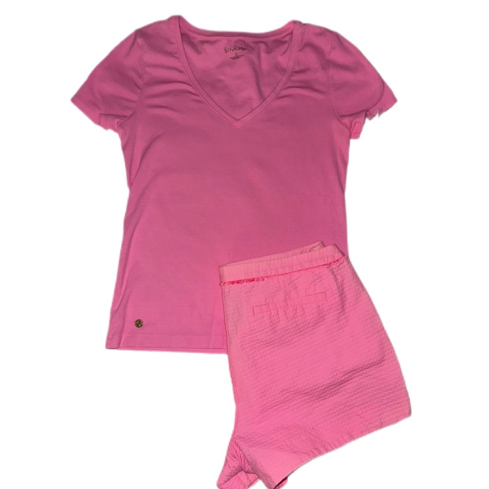 Lilly Pulitzer Pink V-Neck and Shorts